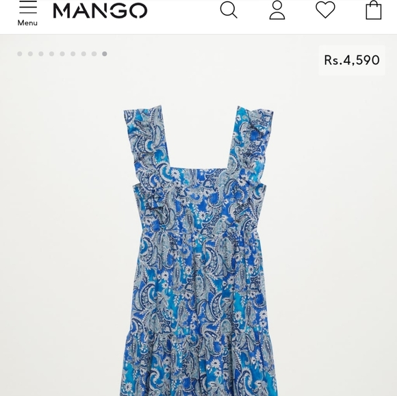 Mango blue paisley summer dress with ruffles - Picture 7 of 7